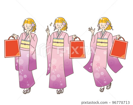 一位女士在第一次銷售時購物的插圖集素材 96778713