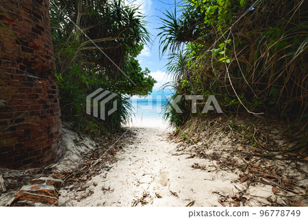 Okinawa Kerama Beautiful Aharen Beach Road leading to the sea Okinawa Kerama Beautiful Aharen Beach Road leading to the sea 96778749