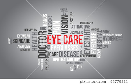 Eye Care world cloud background. Health awareness Vector illustration design concept. 96779311