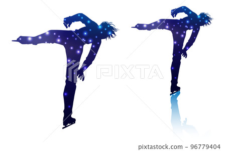 Men's figure skater silhouette (camel spin glitter version) Men's figure skater silhouette (camel spin glitter version) 96779404