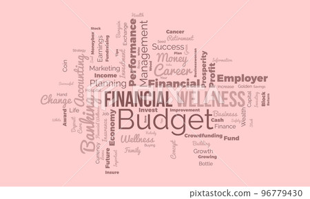 Financial Wellness world cloud background. Lifestyle awareness Vector illustration design concept. 96779430