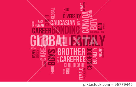 Global Family world cloud background. Relationship awareness Vector illustration design concept. Global Family world cloud background. Relationship awareness Vector illustration design concept. 96779445