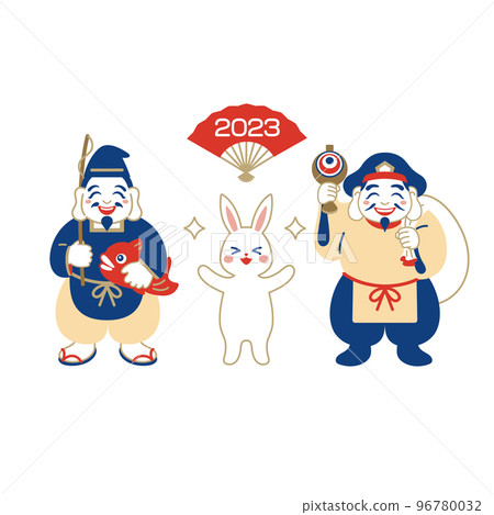 兔子和幸運之神，惠比壽和大黑，兔年生意興隆 96780032