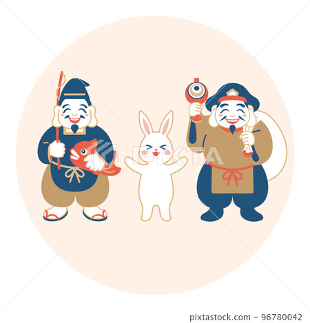 Year of the Rabbit illustration material of Lord Ebisu and Lord Daikoku Year of the Rabbit illustration material of Lord Ebisu and Lord Daikoku 96780042