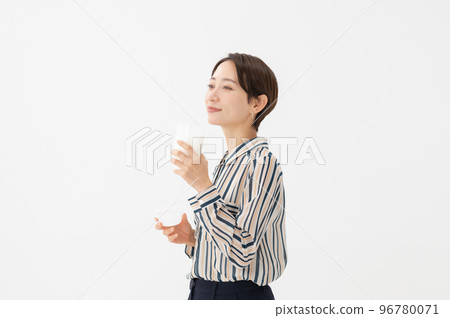 Woman drinking milk protein health Woman drinking milk protein health 96780071