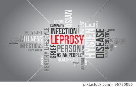 Leprosy world cloud background. Health awareness Vector illustration design concept. Leprosy world cloud background. Health awareness Vector illustration design concept. 96780096