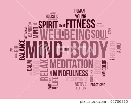 Mind-Body world cloud background. Mental Health awareness Vector illustration design concept. 96780310