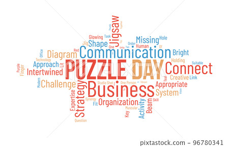 Puzzle Day world cloud background. Activities awareness Vector illustration design concept. Puzzle Day world cloud background. Activities awareness Vector illustration design concept. 96780341