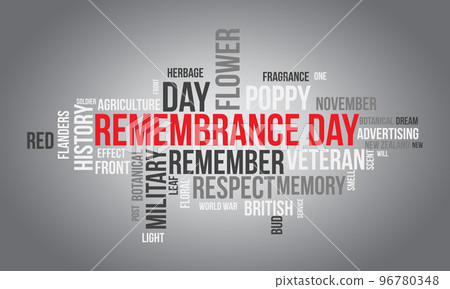 Remembrance Day world cloud background. Federal awareness Vector illustration design concept. 96780348