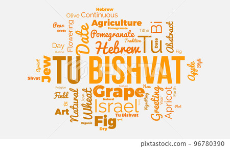 Tu Bishvat world cloud background. Environment awareness Vector illustration design concept. Tu Bishvat world cloud background. Environment awareness Vector illustration design concept. 96780390