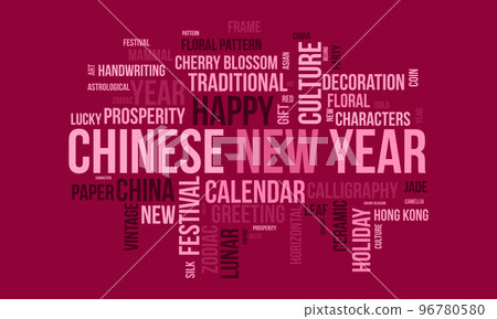 Chinese New Year world cloud background. Cultural awareness Vector illustration design concept. 96780580