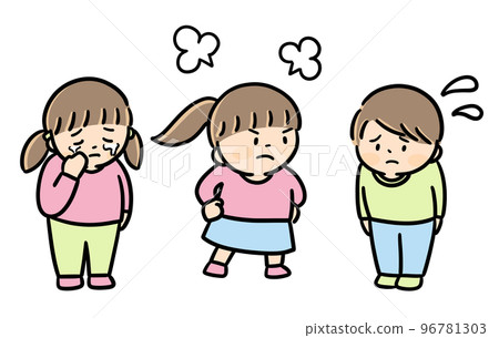 一個哭泣的女孩，一個憤怒的女孩，一個反省的男孩 96781303
