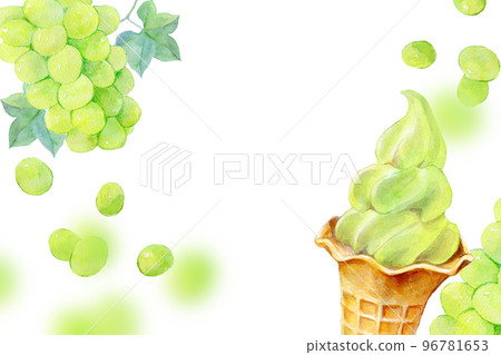 Soft serve muscat flavor watercolor illustration 96781653