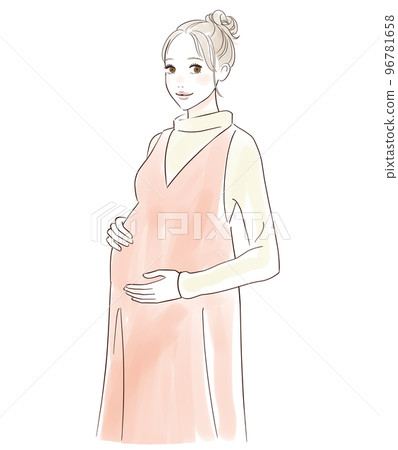 Illustration of a smiling pregnant woman 96781658