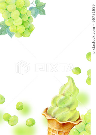 Soft serve muscat flavor watercolor illustration 96781659