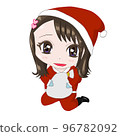 打扮成聖誕老人拿著禮物的女孩 96782092