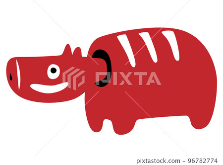 日本傳統工藝，Akabeko 的簡單插圖 96782774