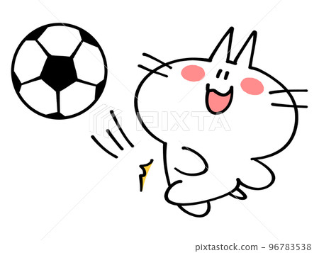 Illustration material of a cat kicking a soccer ball Illustration material of a cat kicking a soccer ball 96783538