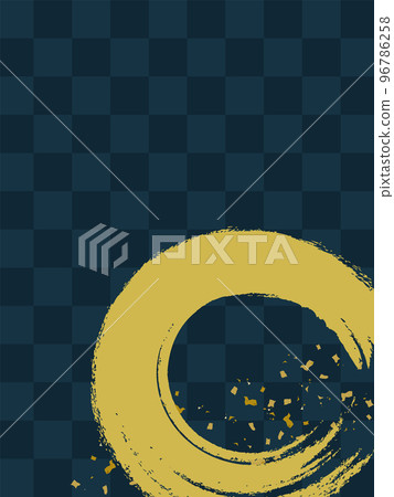 Japanese-style background material, checkered pattern with brush-drawn gold circles, vertically long Japanese-style background material, checkered pattern with brush-drawn gold circles, vertically long 96786258