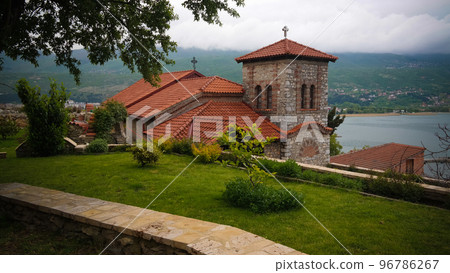 Exterior view to Church small St. Vrach St. Cosmas and Damian, Ohrid, North Macedonia 96786267
