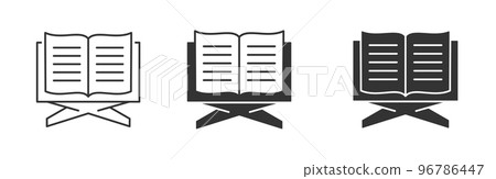 Holy Quran icons set. Black vector illustration isolated on white. Holy Quran icons set. Black vector illustration isolated on white. 96786447
