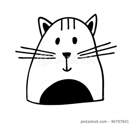 Cute handdrawn cat. Funny doodle kitty. Vector cartoon illustration 96787601