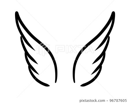 Wings birds and angel. Cartoon doodle bird... - Stock Illustration  [96787605] - PIXTA