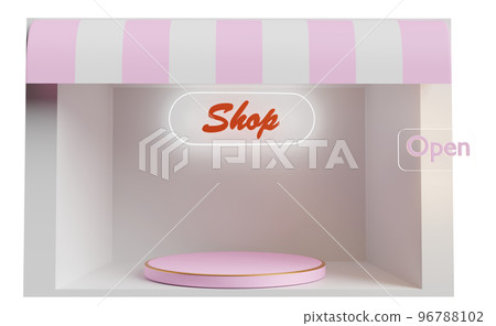 cylinder stage podium with shop store front isolated. open label tag, startup franchise business, display and minimalist mockup, abstract showcase concept, 3d illustration or 3d render cylinder stage podium with shop store front isolated. open label tag, startup franchise business, display and minimalist mockup, abstract showcase concept, 3d illustration or 3d render 96788102