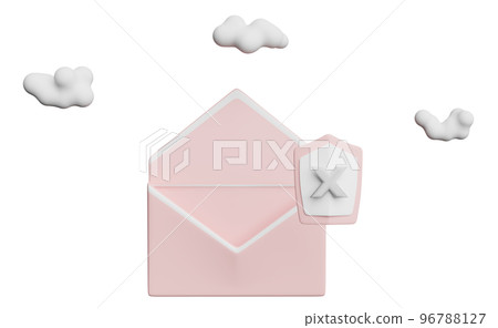 envelope with shield insecure isolated. Internet security or privacy protection or ransomware protect concept, 3d illustration or 3d render 96788127