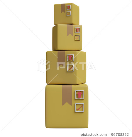 3d stacked goods cardboard box with space isolated. concept 3d render illustration 96788232