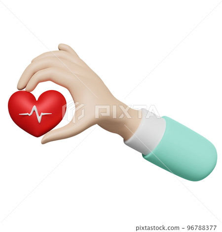 cartoon doctor hands holding red heart and... - Stock Illustration ...