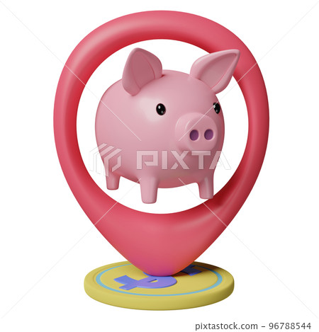 piggy bank with pin, gold coins saving money isolated. concept, 3d illustration or 3d render piggy bank with pin, gold coins saving money isolated. concept, 3d illustration or 3d render 96788544