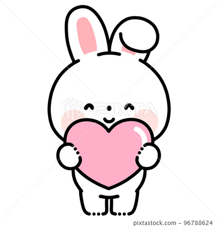 一隻微笑的兔子抱著一顆心 一隻微笑的兔子抱著一顆心 96788624