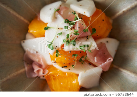 Marinated Turnip, Persimmon and Prosciutto Ham 96788644