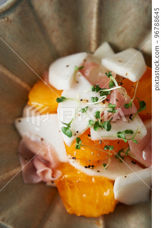 Marinated Turnip, Persimmon and Prosciutto Ham 96788645