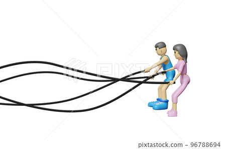 cartoon character fitness people with battle ropes exercise in gym. exercise for health Concept, 3d illustration or 3d render cartoon character fitness people with battle ropes exercise in gym. exercise for health Concept, 3d illustration or 3d render 96788694
