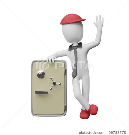 Stick man with safe box full of coins stack and gold bar, Ingot isolated. business banking concept, 3d illustration or 3d render Stick man with safe box full of coins stack and gold bar, Ingot isolated. business banking concept, 3d illustration or 3d render 96788778