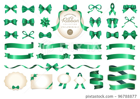 Classic ribbon treatment and frame vector illustration set green / icon, decoration, Christmas Classic ribbon treatment and frame vector illustration set green / icon, decoration, Christmas 96788877