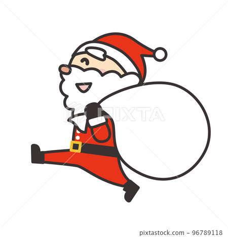 聖誕老人提著禮物袋走路的可愛插畫素材 聖誕老人提著禮物袋走路的可愛插畫素材 96789118