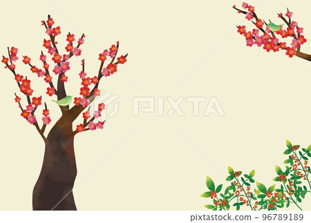 新年賀卡,水彩風格,梅花,夜鶯和南方天空 新年賀卡,水彩風格,梅花,夜鶯和南方天空 96789189