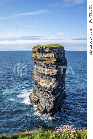 The Dun Briste Sea Stack Off The Cliffs Of Downpatrick Head In County Mayo - Ireland The Dun Briste Sea Stack Off The Cliffs Of Downpatrick Head In County Mayo - Ireland 96789500