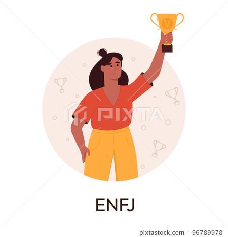 MBTI person types concept. Socionics mbti. Personality test. Protagonist character. Flat vector illustration MBTI person types concept. Socionics mbti. Personality test. Protagonist character. Flat vector illustration 96789978