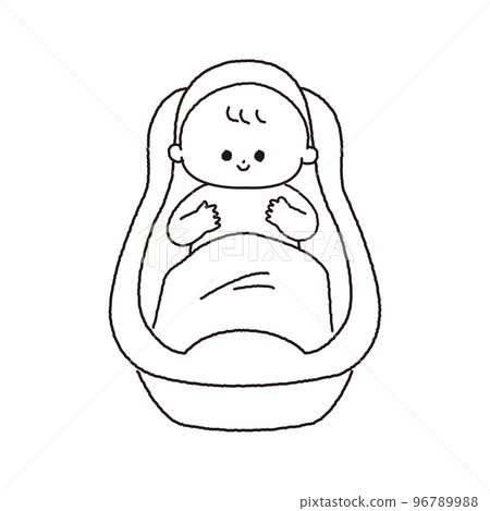 洗澡寶寶黑白線描 96789988