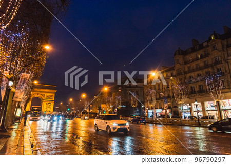 Paris Christmas Champs Elysees and Etoile Arc de Triomphe 96790297