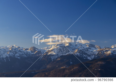 Winter landscape with Triglav peak, Triglavski national park, Slovenia Winter landscape with Triglav peak, Triglavski national park, Slovenia 96790366