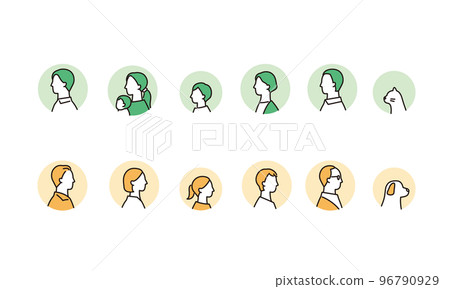 Family profile icon set circle background 96790929