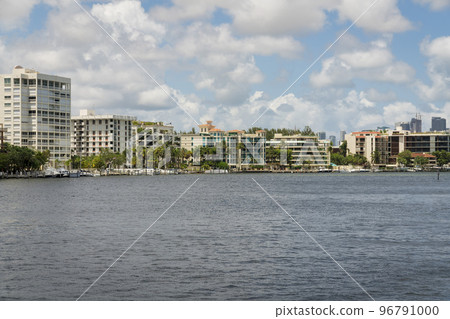 Modern residential buildings with oceanfront view at the bay in Miami, Florida Modern residential buildings with oceanfront view at the bay in Miami, Florida 96791000