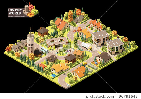 Vector isometric countryside map 96791645