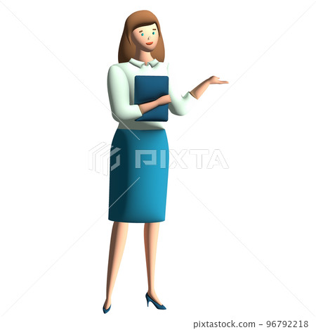 3d young business woman isolated on white background. 3d rendering illustration 96792218