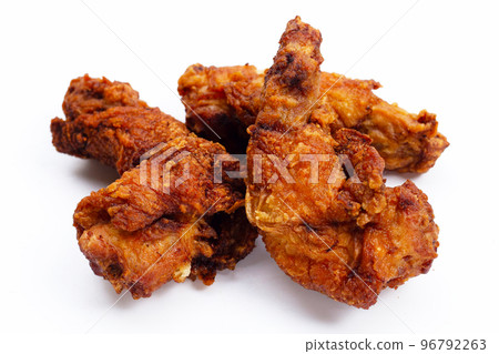 Fried chicken necks on white background. 96792263